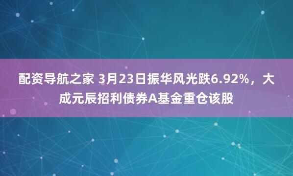 配资导航之家 3月23日振华风光跌6.92%，大成元辰招利债券A基金重仓该股